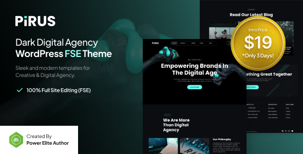 Pirus v1.0 – Dark Digital Agency FSE WordPress Theme